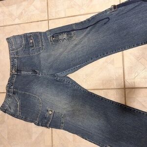 Q women's Zoey Beth solid blue stretch cargo denim jeans size 20